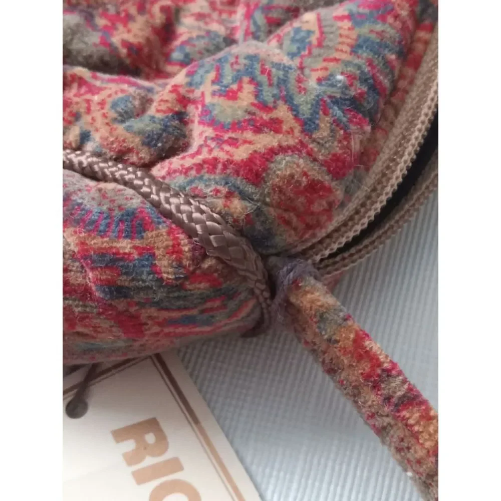 Richmark Vintage Brown Multicolored Paisley Print Quilted Velour Shoulder Bag
